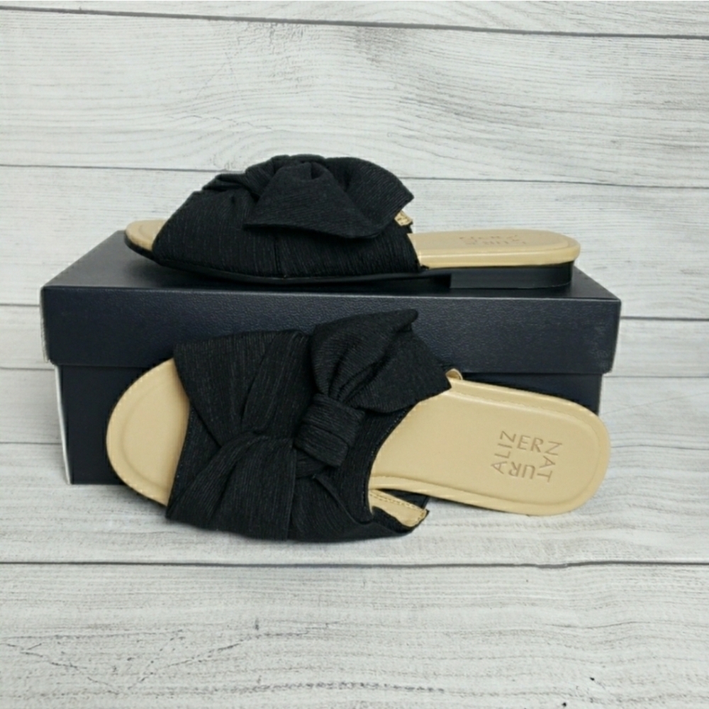 NIB Naturalizer‎ Tea Slide Sandals Slip On Womens 7.5 Black Crepe